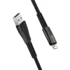 Дата кабель USB 2.0 A to Lightning 1.0m zinc alloy + led black ColorWay (CW-CBUL035-BK)